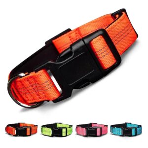 Safe and Adjustable Soft Padded Dog Collar with Reflective Threads and Neoprene Material