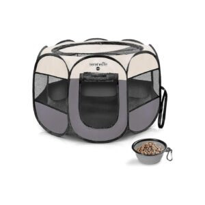 Safe and Comfortable 8-Panel Pet Tent for Cats and Small Dogs with Breathable Mesh