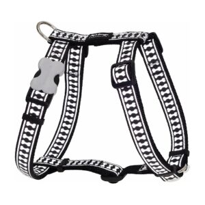 Safe and Comfortable Black Fabric Dog Harness in Medium Size with Reflective Strip