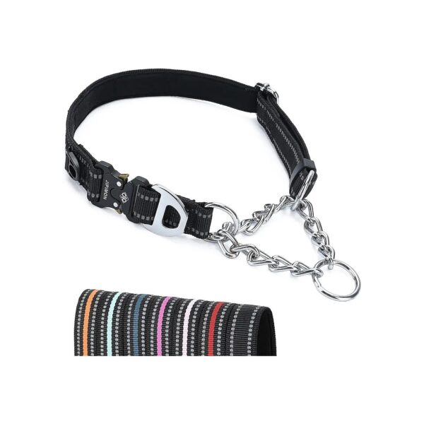 Safe and Comfortable Martingale Collar with Stainless Steel Chain for Small to Large Dogs