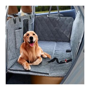 Safe and Cozy Dog Backseat Extender for SUV with Hard Bottom Support up to 300lbs Grey