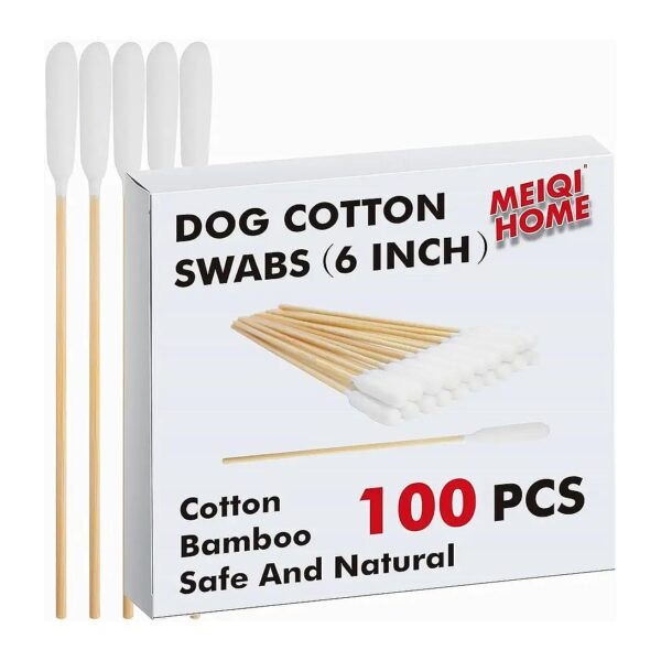 Safe and Effective Ear Swabs for Pets with Natural Cotton and Wooden Sticks