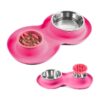 Safe and Non-Slip Stainless Steel Dog Bowls with Foldable Design and Silicone Mat