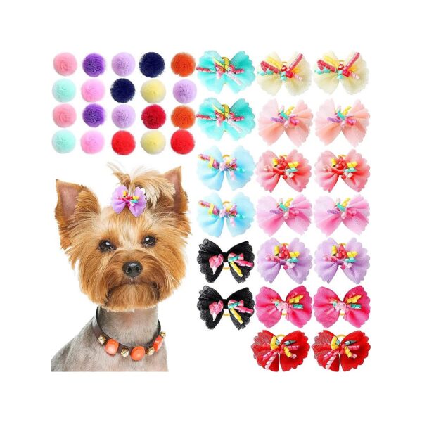 Safe and Non-Toxic Acrylic Fiber Dog Hair Accessories with Rubber Bands for Small Pets