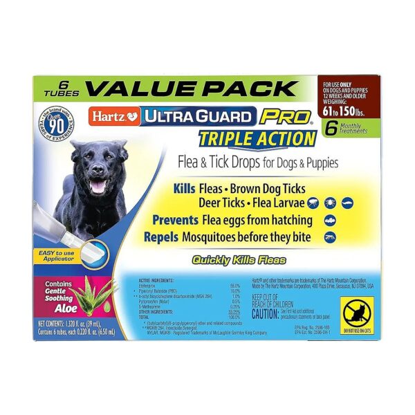 Safe and Simple Flea Tick Prevention for Dogs and Puppies 61-150 Lbs 6 Monthly Treatments