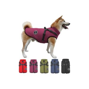 Safe and Snug - Reflective Windproof Dog Coat with Adjustable Zipper and Built-in Harness