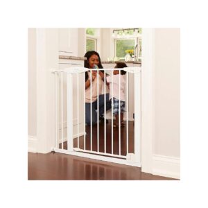 Safe and Stylish 30-Tall Baby Gate for Wide Openings, White Finish