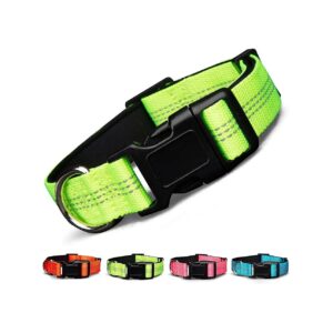 Safe and Stylish Reflective Dog Collar for Medium-Sized Dogs in Soft Neon Yellow Color