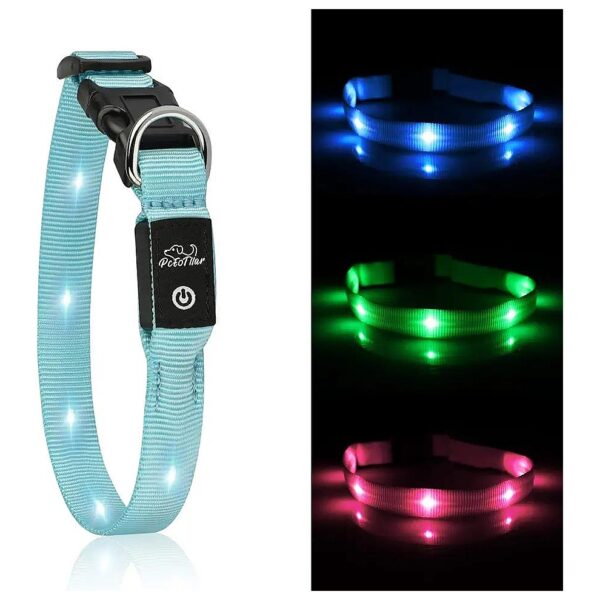 Safety Dog Collar for Small Dogs and Large Cats with Durable Nylon and 3 Lighting Modes