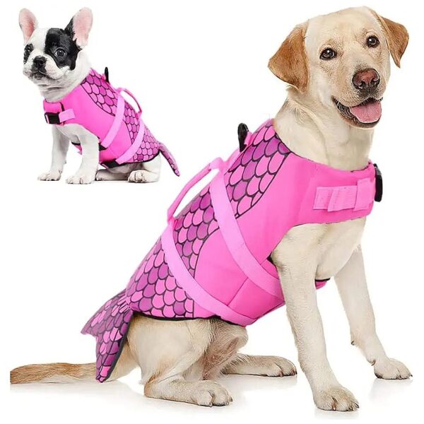 Safety-Focused Dog Life Jacket for Large Dogs with Rescue Handle and Reflective Stripe