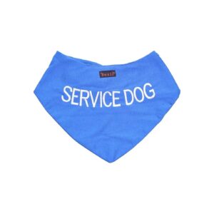 Safety-Friendly Blue Dog Bandana with Washable Embroidered Message Neck Scarf for Dogs