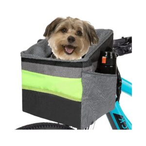 Safety Metal Pet Bike Basket with Storage Compartments for Small Dogs