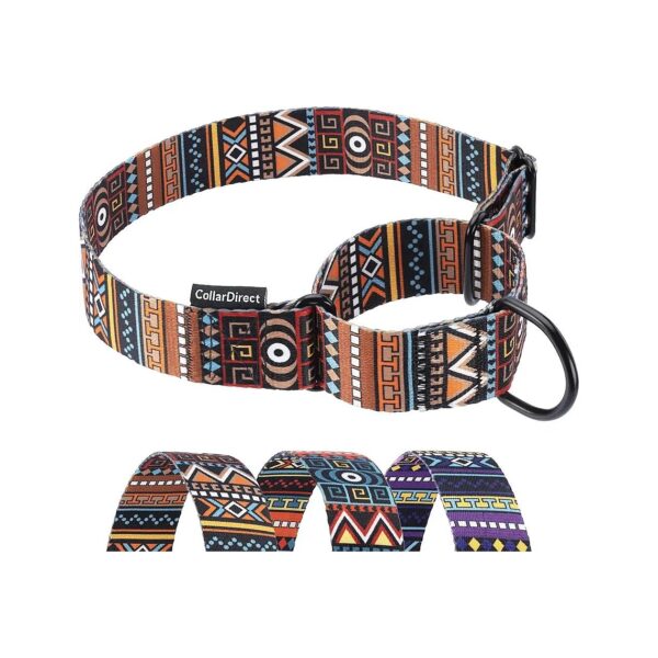 Safety Training Nylon Wide Pet Collar with Soft Martingale Design for Brown Dogs