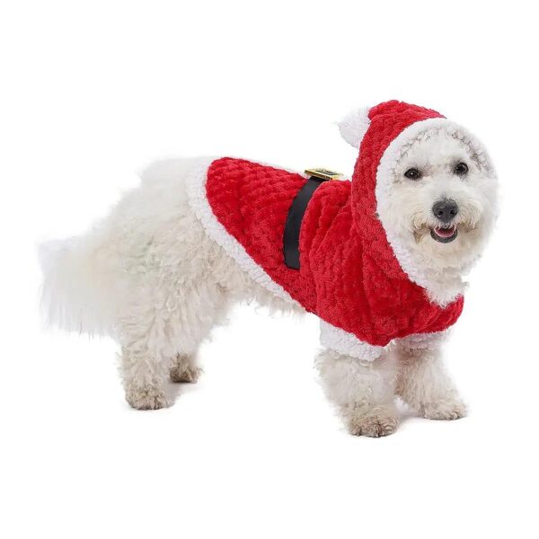 Santa Claus Dog Costume XL Polyester Hoodie for Xmas Winter Cozy Wear