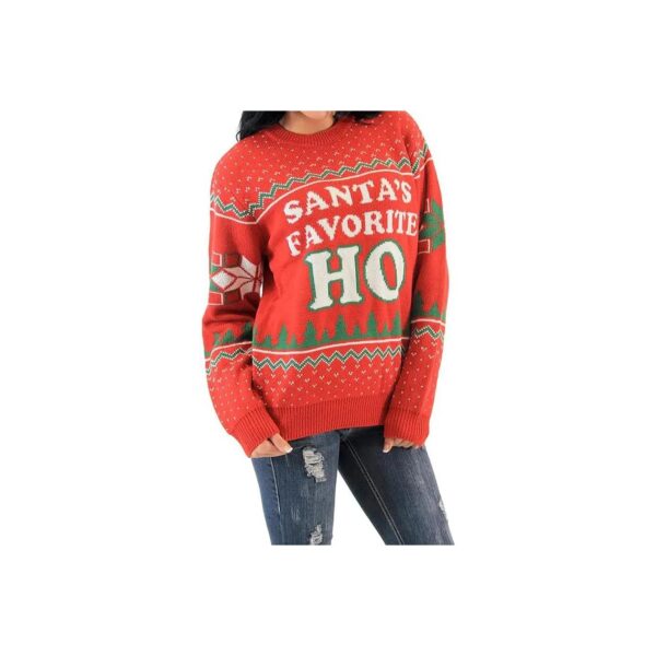 Santa's Favorite Red HO Adult Ugly Christmas Sweater for Men's Gift