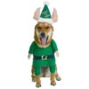 Santa's Little Helper Elf Pet Costume for Large Dogs with Jumpsuit and Attached Arms