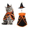 Satin Witch Cloak with Adjustable Strap Hat and Leash Hole for Halloween Pet Costume