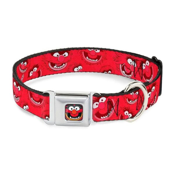 Scattered Reds Animal Expression Pattern Polyester Dog Collar with Seatbelt Buckle