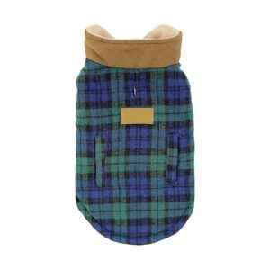 Scottish Green Plaid Dog Vest Coat Fleece Sweater for Winter Use