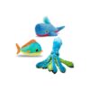 Sea-Creature Dog Toys Bundle for Medium and Large Dogs - Squeaky, Tug and Plush Chew Toys