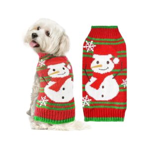 Seasonal Snowman Stripe Dog Sweater Small Medium Large Pet Holiday Wear