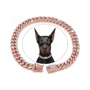 Secure Buckle Rose Gold Cuban Collar Chain for Cats and Small to Large Dogs