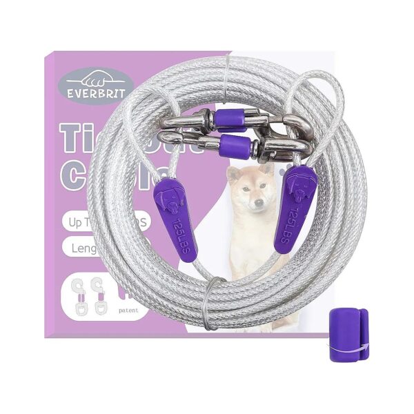 Secure Snap Tie Out Cable for 125 Pound Dog 40 Foot Long Length