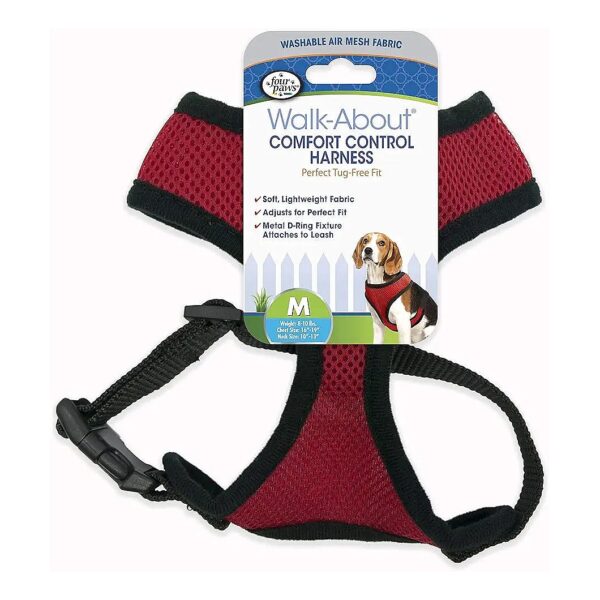 Secure and Comfortable Red Medium Solid Fabric Dog Harness with Back Hook Control