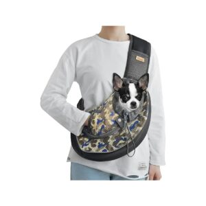 Secure and Portable Sling Carrier for Small Dogs and Cats with Camouflage Design