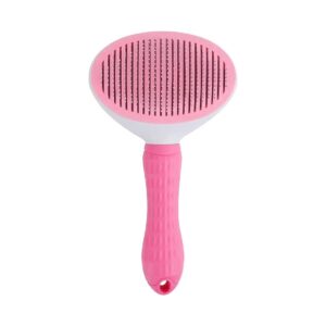 Self-Cleaning Pet Grooming Brush with Pink Handle for Dogs and Cats Gentle Dematting