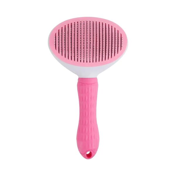 Self-Cleaning Pet Grooming Brush with Pink Handle for Dogs and Cats Gentle Dematting