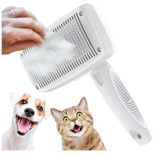 Self-Cleaning Slicker Brush for Dogs and Cats with Angled Bristles for Efficient Grooming