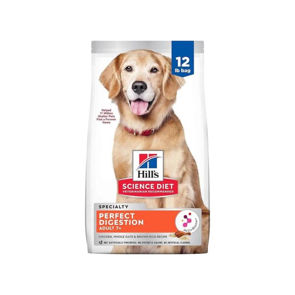 Senior Adult Dog Food with Chicken, Brown Rice, and Whole Oats for Digestive Support