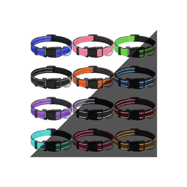 Set of 12 Reflective Puppy Dog Collars for Medium Dog Owners