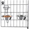 Set of 2 Stainless Steel Hanging Pet Bowls for Dogs and Cats, Dishwasher Safe