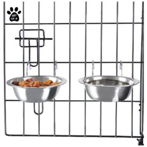 Set of 2 Stainless Steel Hanging Pet Bowls for Dogs and Cats, Dishwasher Safe