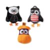 Set of 3 Small Dog Owl Themed Plush Toys with Crinkle Paper