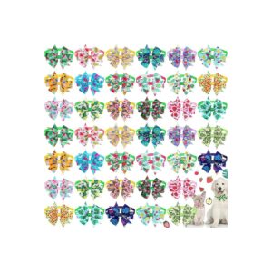 Set of 40 Dog Bow Ties and Collars for Small Medium Dogs with Summer Fashion Designs