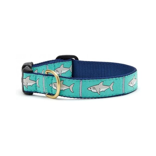 Sewn Blue Dog Collar Polyester Nylon Brass Narrow Width 5/8 Inches 9-15 Inches