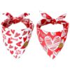 Sewn Valentine's Day Dog Bandanas Small 2 Pack Adjustable Triangle