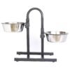 Shape Adjustable Raised Dog Bowls with Stainless Steel Bowls and Rubber Feet