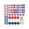 Shaped Dog Hair Bows with Rubber Bands and Rhinestones for 4th of July Celebrations