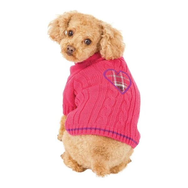 Shaped Dog Sweater with Purple Striped Sleeves, Small Size for Small Breeds