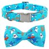 Shark-Themed Dog Collar with Bow Tie Accessory for Small Breeds and Short Dog Leashes