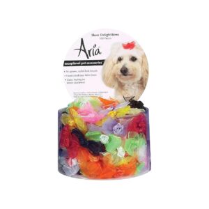 Sheer Ribbon Dog Bows with Rosette Centers in 100-Count Canisters