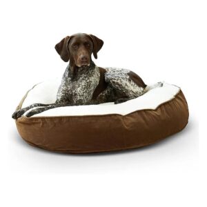 Sherpa Round Dog Bed with Reversible Design and Premium Fabric for Medium Size Pets Mocha