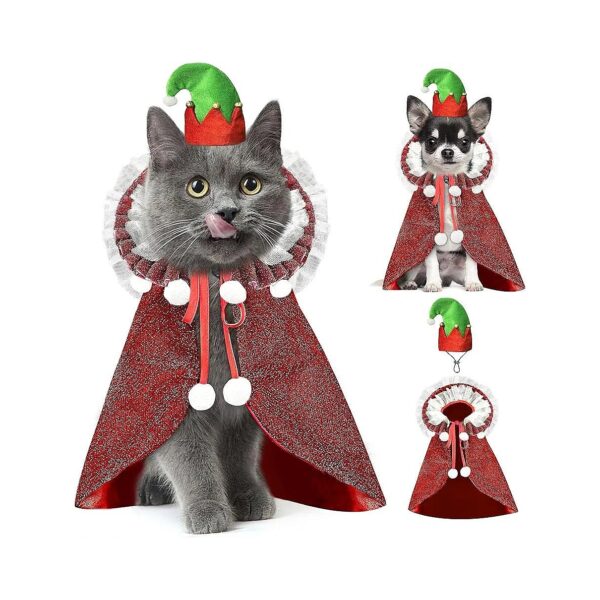 Shiny Red Cat Costume with Hat for Christmas Party and Holiday