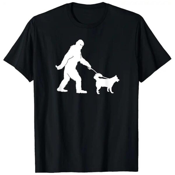 Shirt Bigfoot Walking Husky Dog Lovers Funny Humor Gift