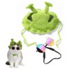 Shrek-Inspired Faux Fur Knitted Pet Hat for Small Dogs and Cats