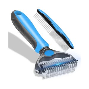 Sided Brush and Stainless Steel Comb for Dematting and Shedding